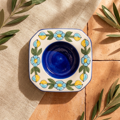Blue Pottery Candle Holder — Handcrafted Jaipur Ceramic | Unique Housewarming Gift UK