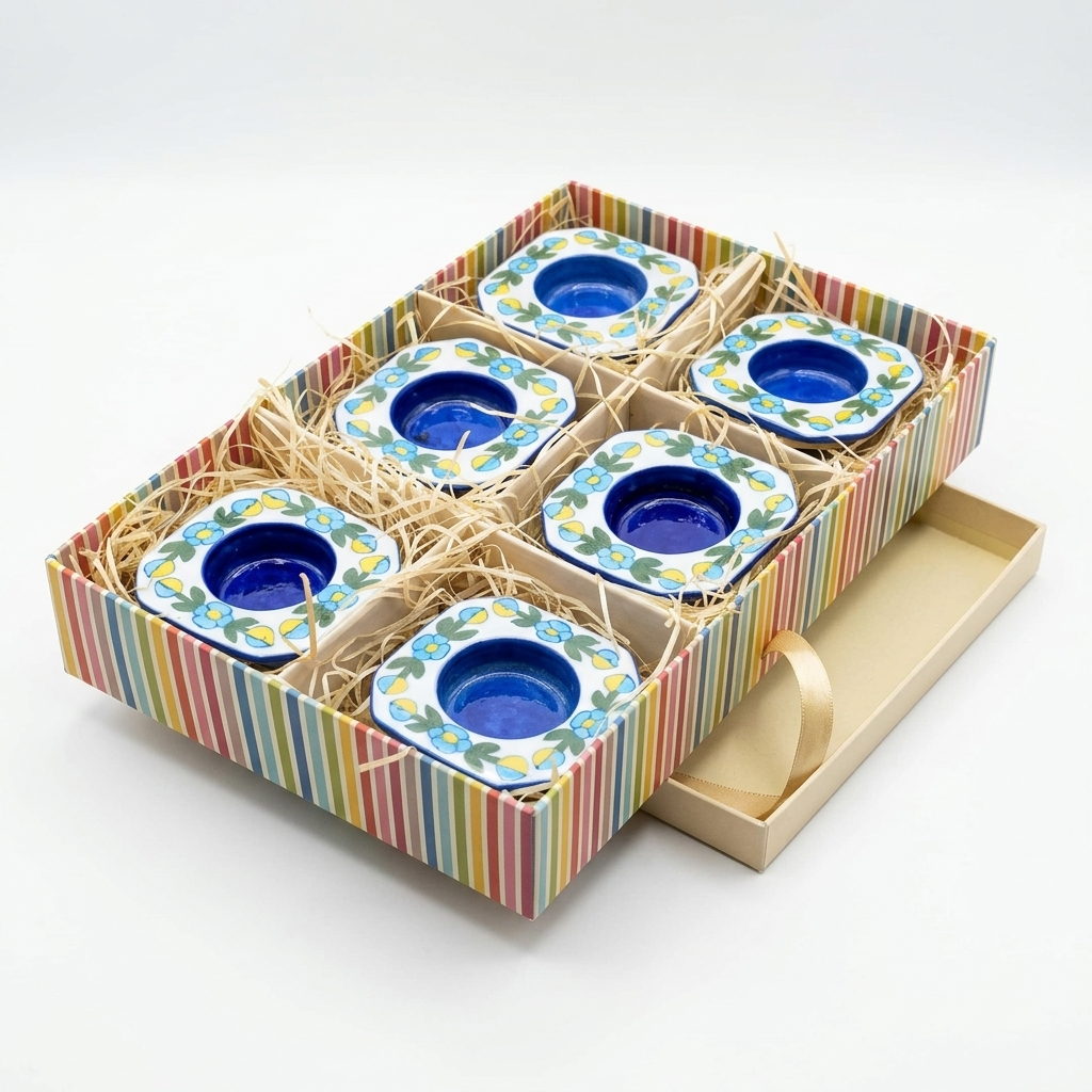 Blue Pottery Candle Holder — Handcrafted Jaipur Ceramic | Unique Housewarming Gift UK