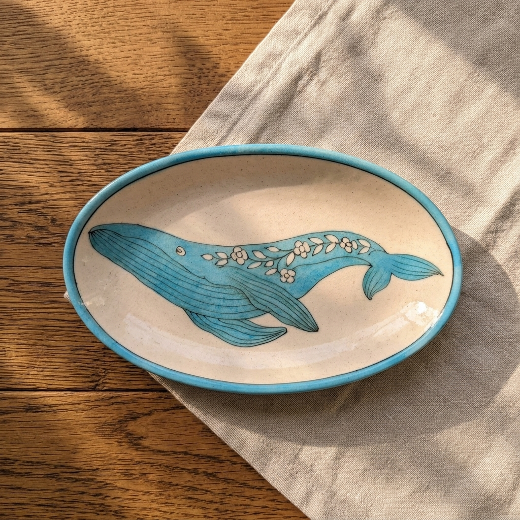Blue Pottery Trinket Tray — Hand-Painted Ceramic Ring Dish | Jaipur Blue Pottery