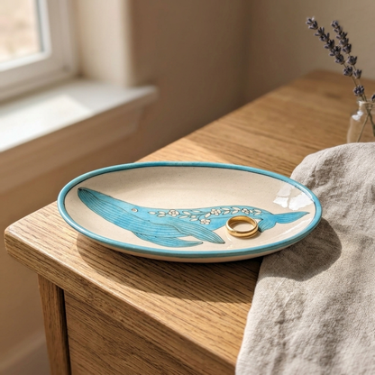Blue Pottery Trinket Tray — Hand-Painted Ceramic Ring Dish | Jaipur Blue Pottery