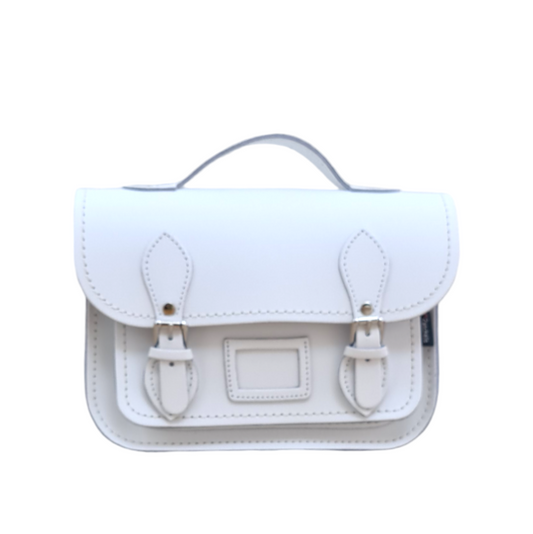 Leather Midi Satchel - White  