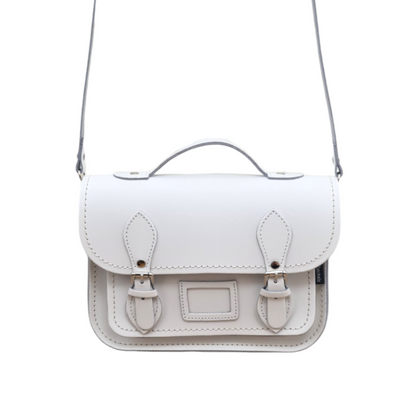 Leather Midi Satchel - White  