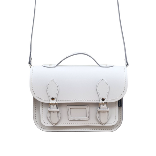 Leather Midi Satchel - White  