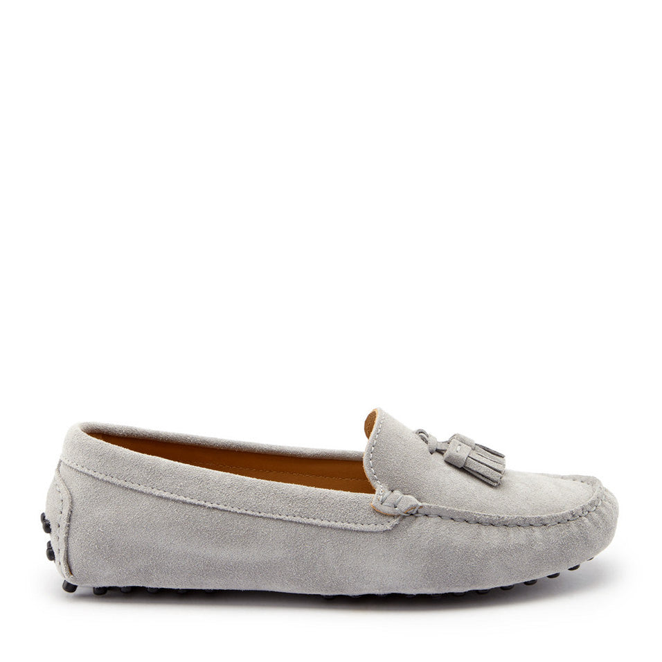 Women's Tasselled Driving Loafers, dove grey suede  