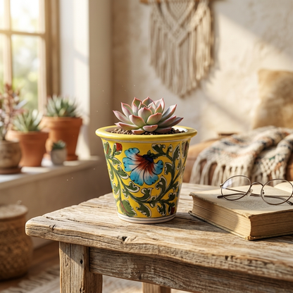 Blue Pottery Planter 4" — Handcrafted for Succulents & Herbs | Jaipur Blue Pottery