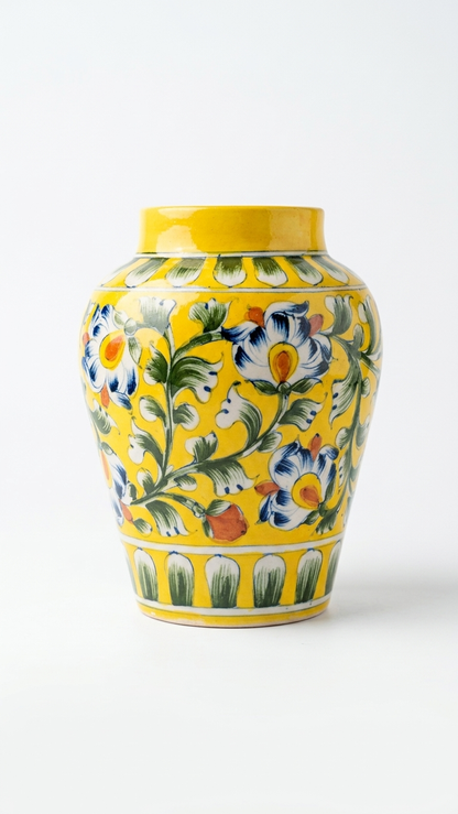 Jaipur Blue Pottery Vase — Hand-Painted Cobalt Floral, Artisan Ceramic | Unique Homeware Gift UK