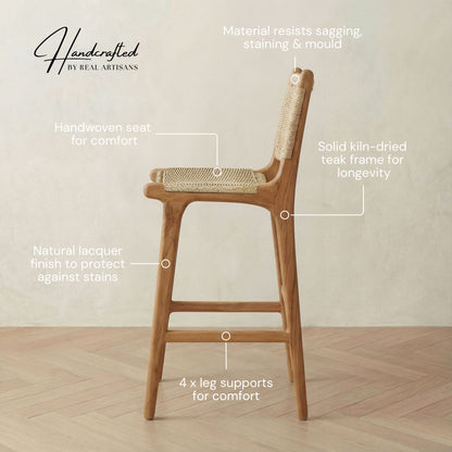 Zara Teak Rattan Bar Stool