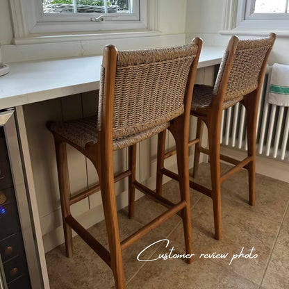 Zara Teak Rattan Bar Stool