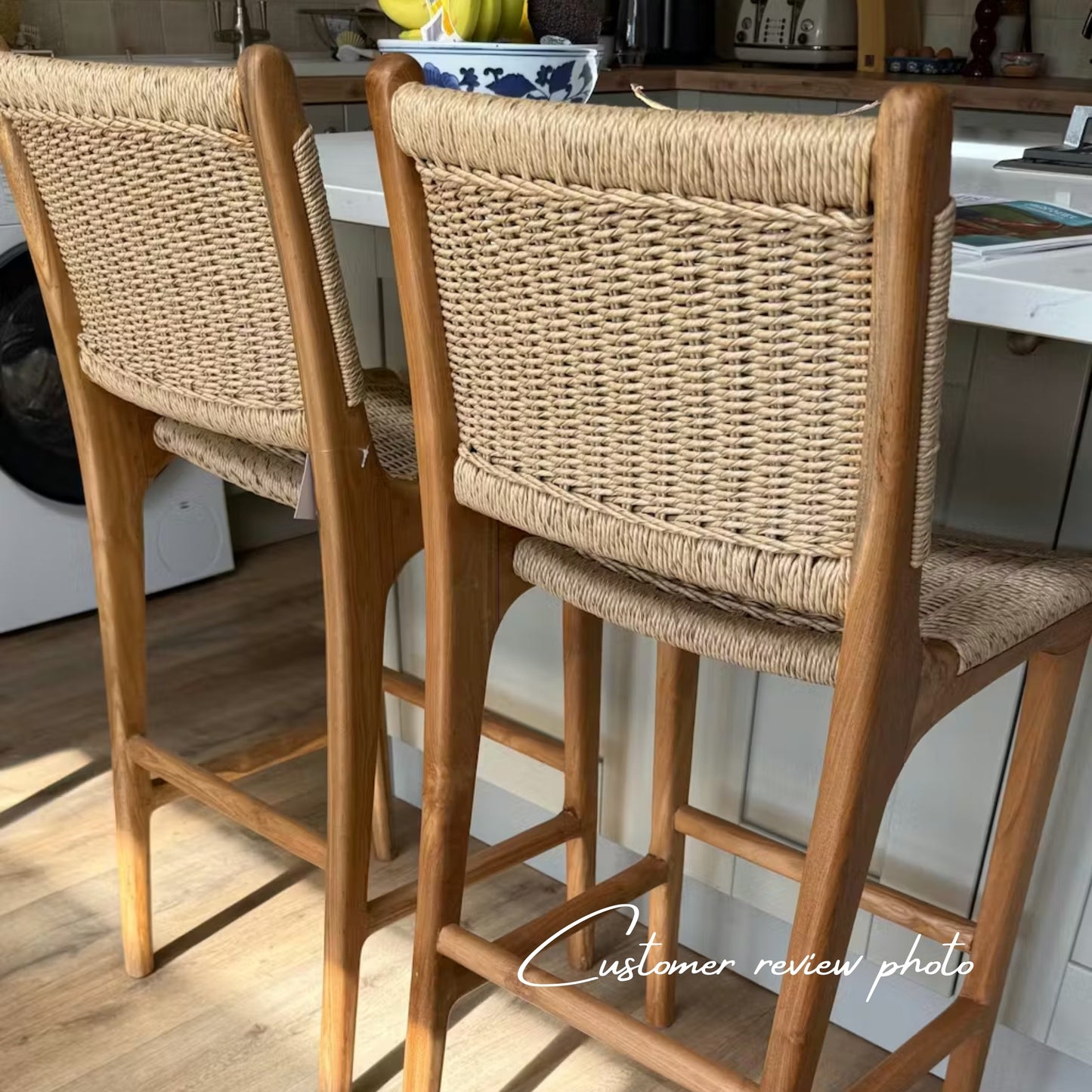 Zara Teak Rattan Bar Stool