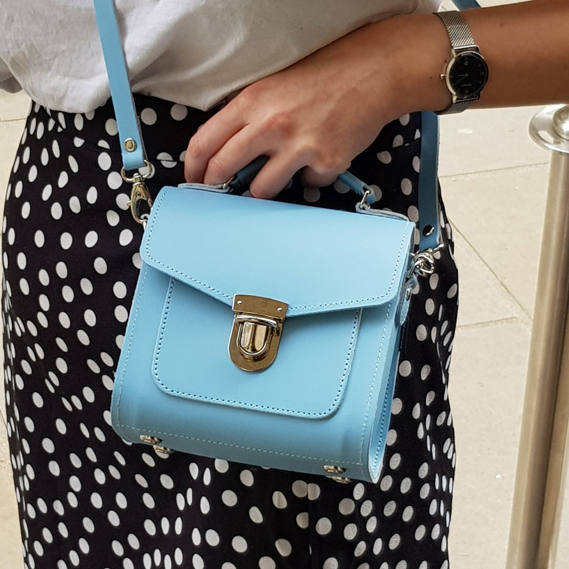 Handmade Leather Sugarcube Handbag - Pastel Pink  