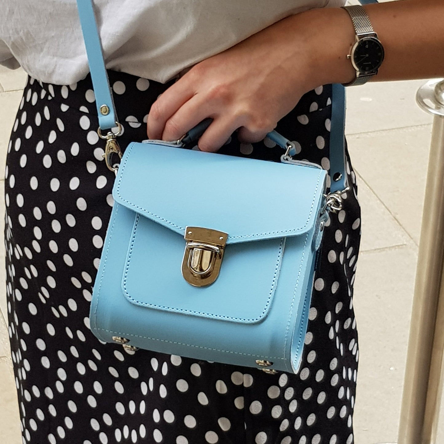 Handmade Leather Sugarcube Handbag - Rose Quartz  