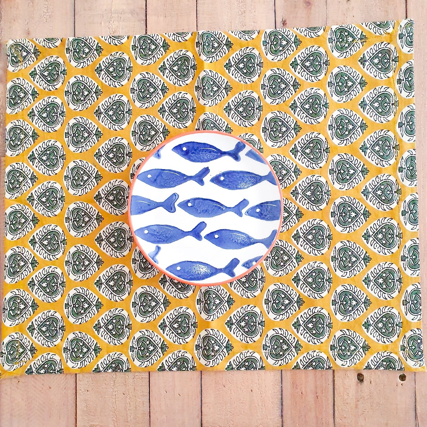 Bagru block-printed placemats set of 2, handmade table mats  