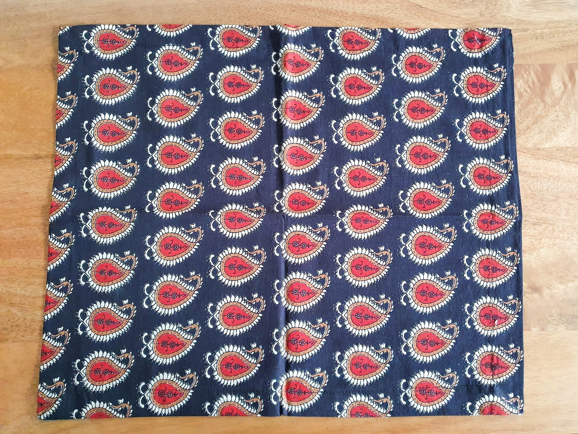 Bagru paisley block-printed placemats set of 2, handmade table mats  