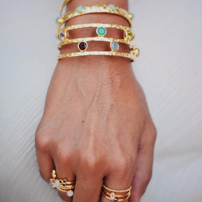 Venus Gemstone Bangle with Rose Quartz, Amethyst, Iolite and Pariba Onyx  