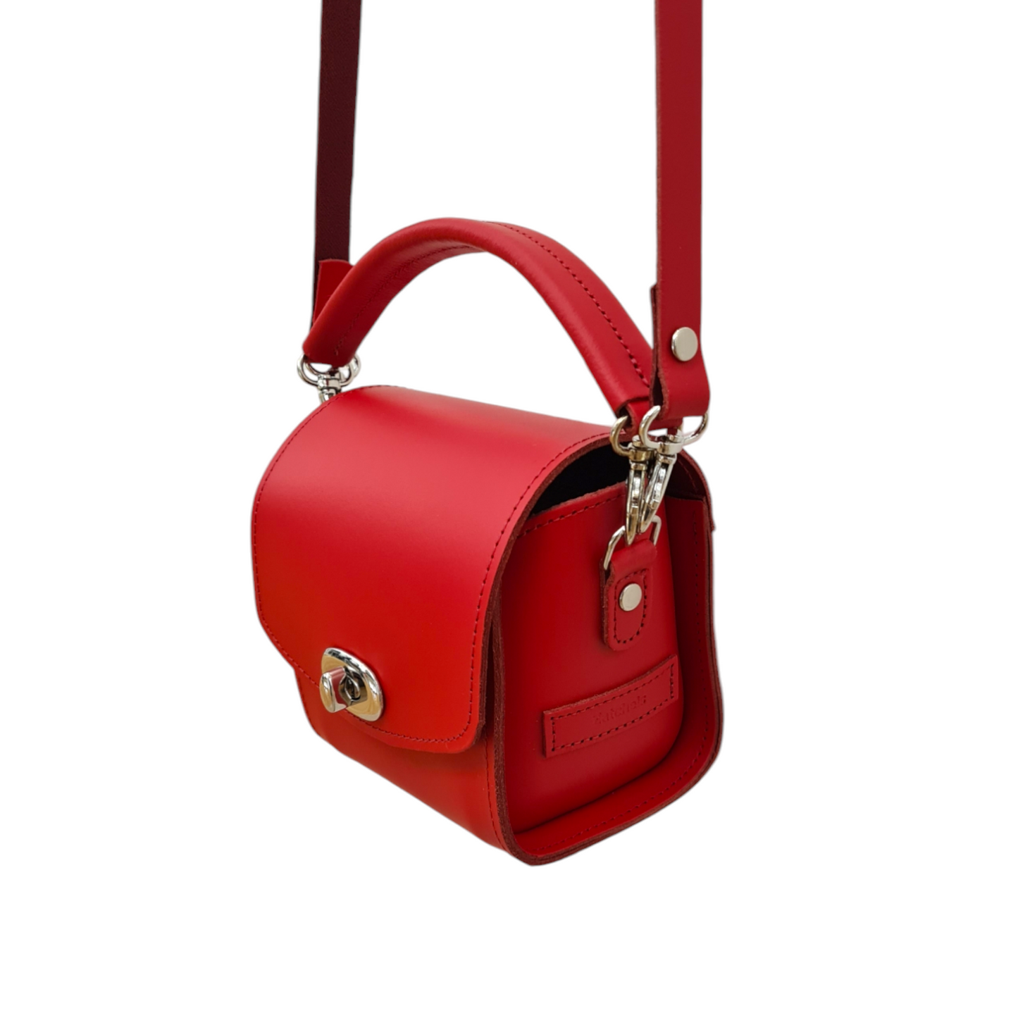 Bauble Handmade Leather Handbag - Love Hearts - Pillar Box Red  