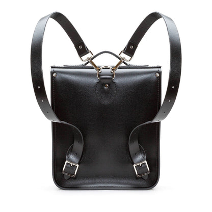 Handmade Leather City Backpack - Gothic Striped Red & Black