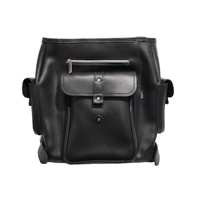 Men's Leather Tannery Backpack - Black  