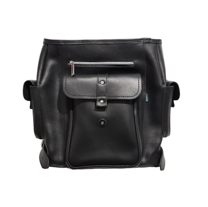 Men's Leather Tannery Backpack - Black  