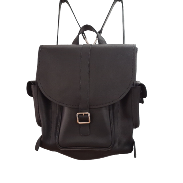 Men's Leather Tannery Backpack - Black  