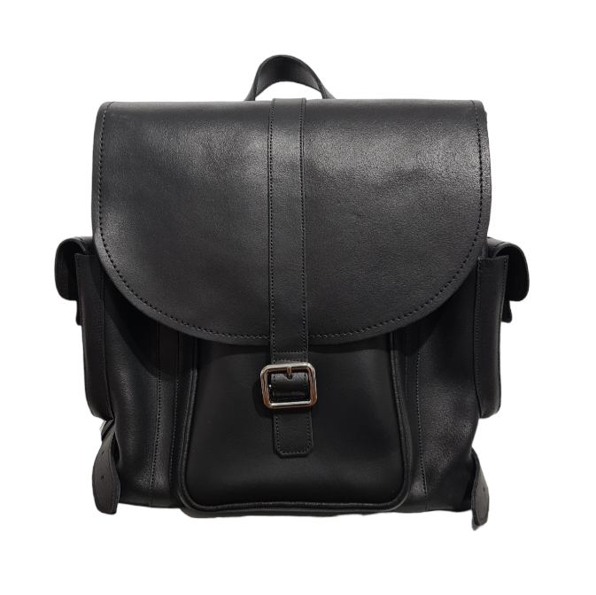 Men's Leather Tannery Backpack - Black  