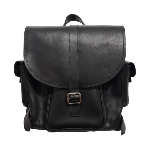 Men's Leather Tannery Backpack - Black  