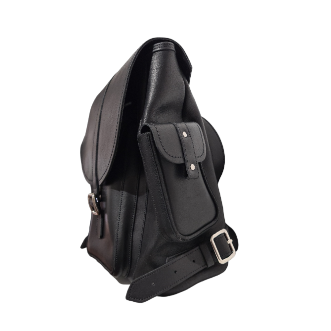 Men's Leather Tannery Backpack - Black  