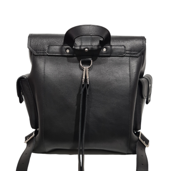 Men's Leather Tannery Backpack - Black  