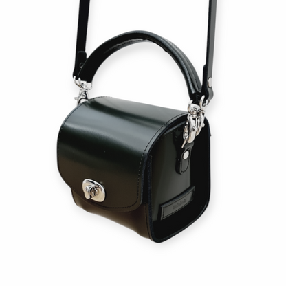 Bauble Handmade High Shine Leather Handbag - Black  
