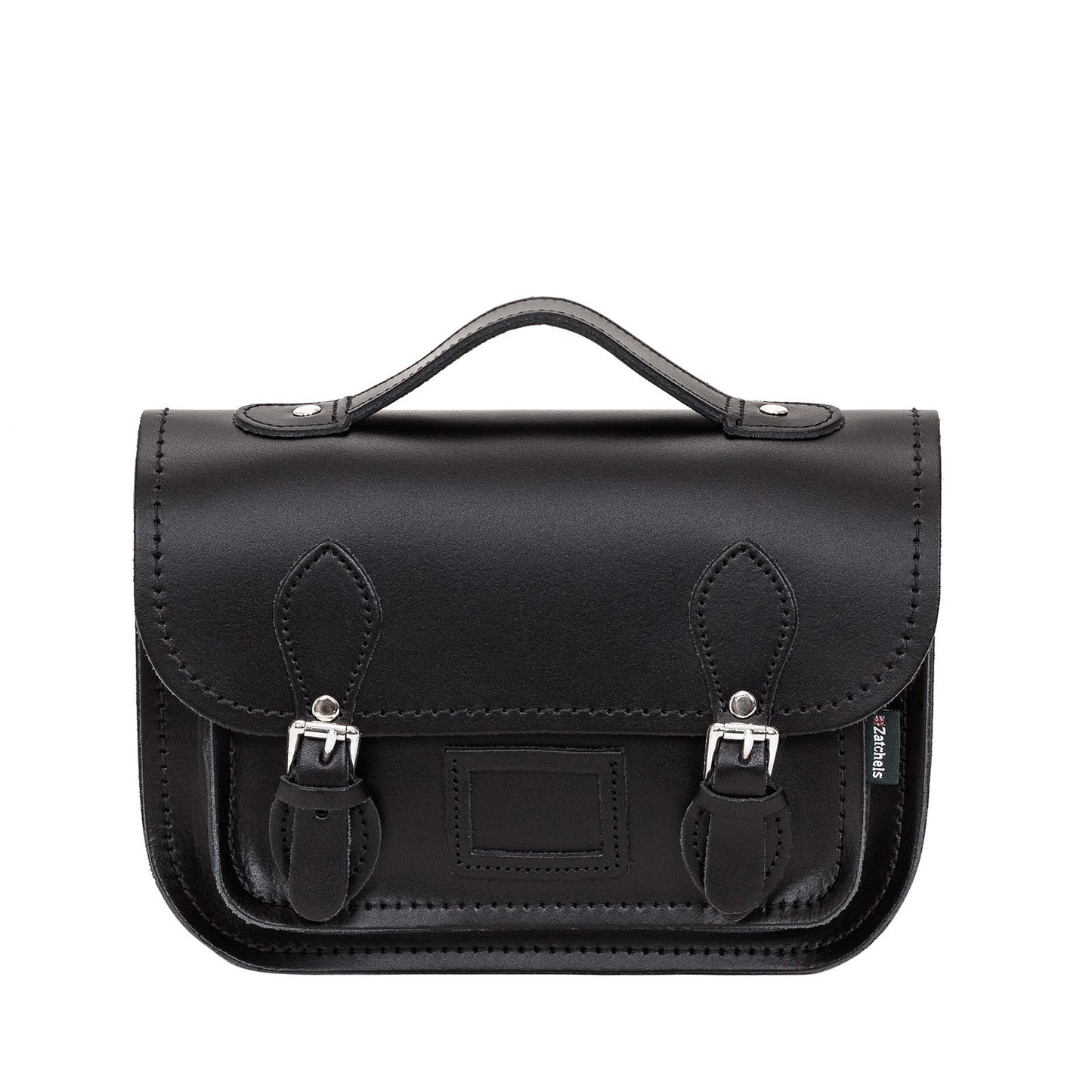 Leather Midi Satchel - Black  