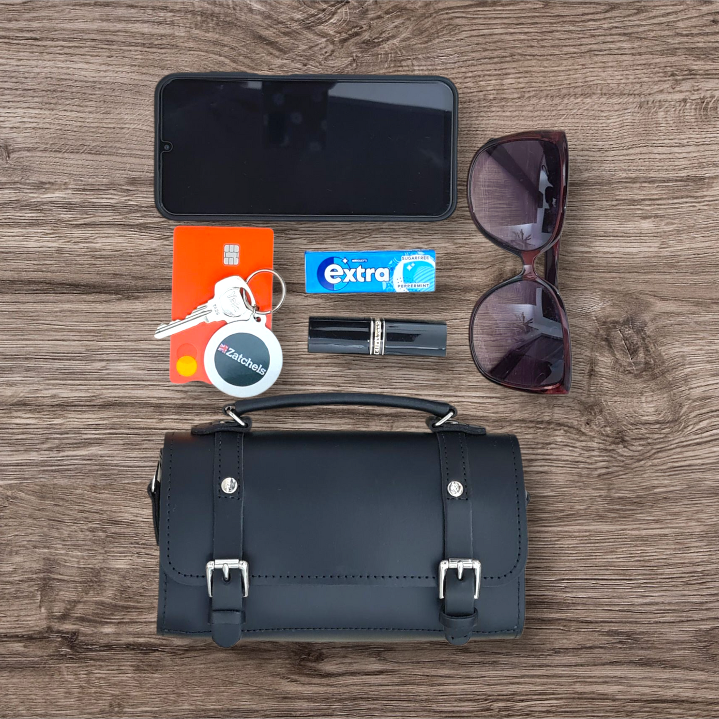 Handmade Leather Bowler Bag - Black  