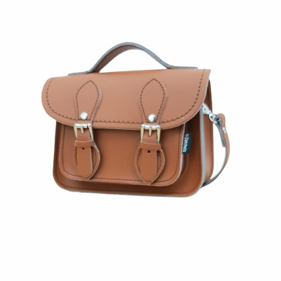 Handmade Leather Micro Satchel - Burnt Orange  