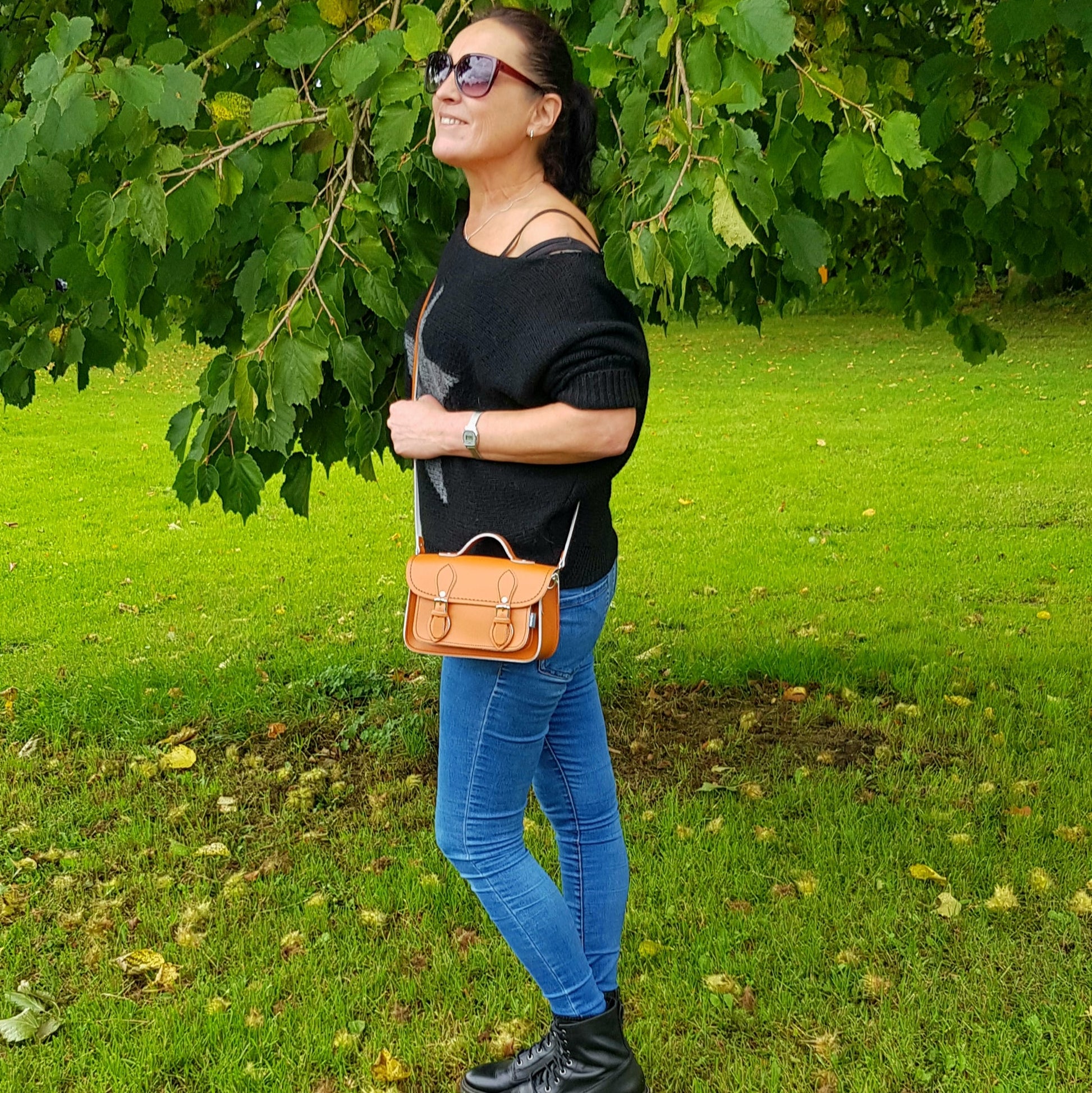 Handmade Leather Micro Satchel - Burnt Orange  