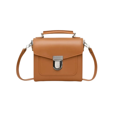 Handmade Leather Sugarcube Handbag - Burnt Orange