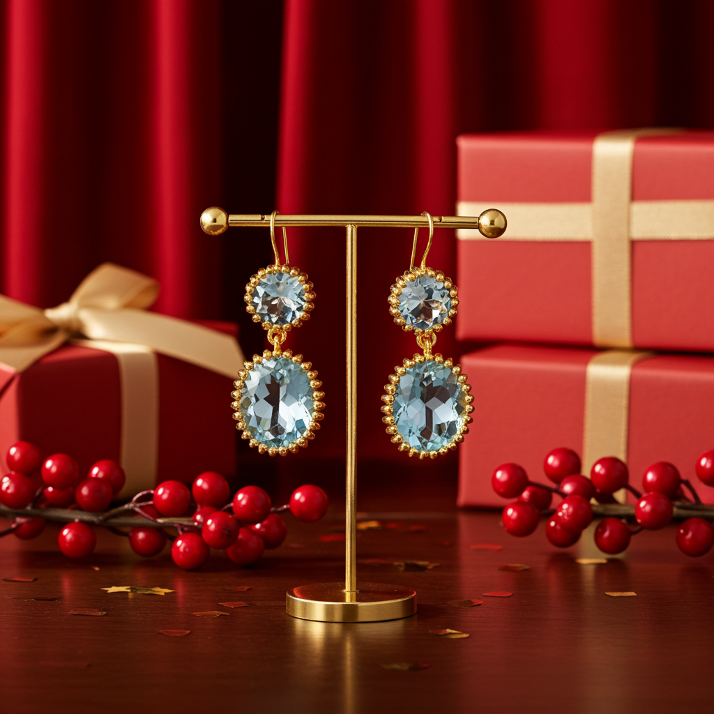 Gold Sky Blue Topaz Aurelia Earrings