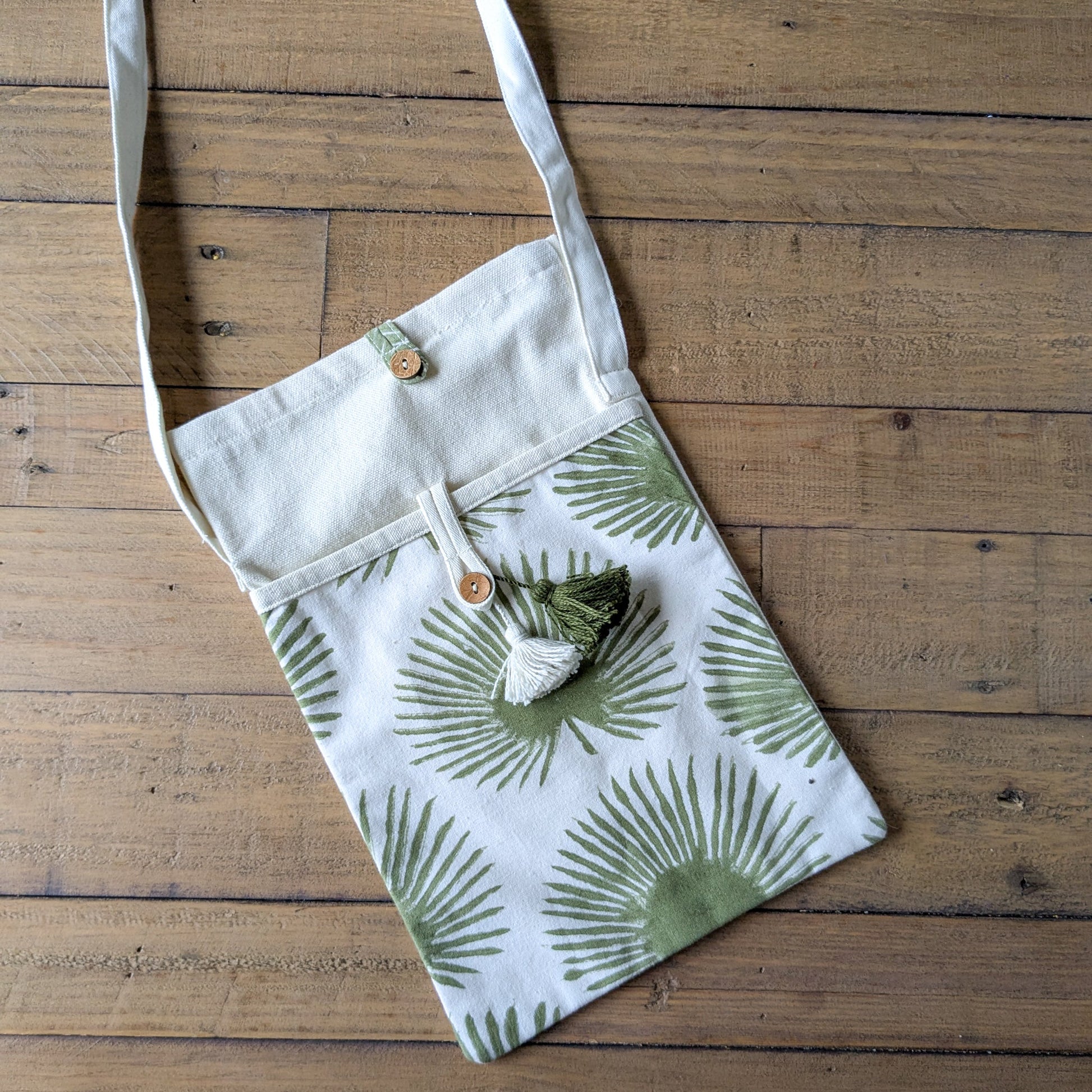 Handmade Fold-over Cotton Canvas Crossbody Sling Bag  