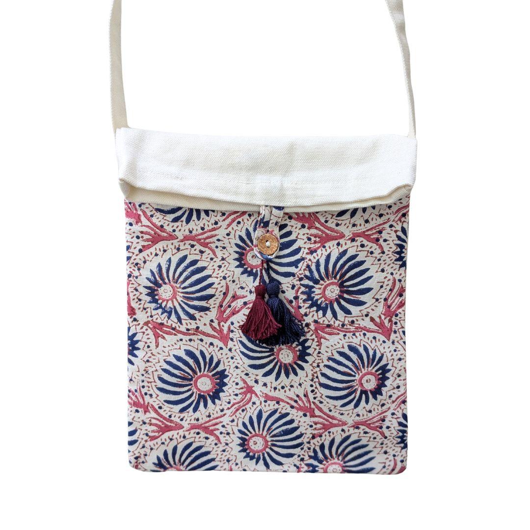 Handmade Fold-over Cotton Canvas Crossbody Sling Bag  