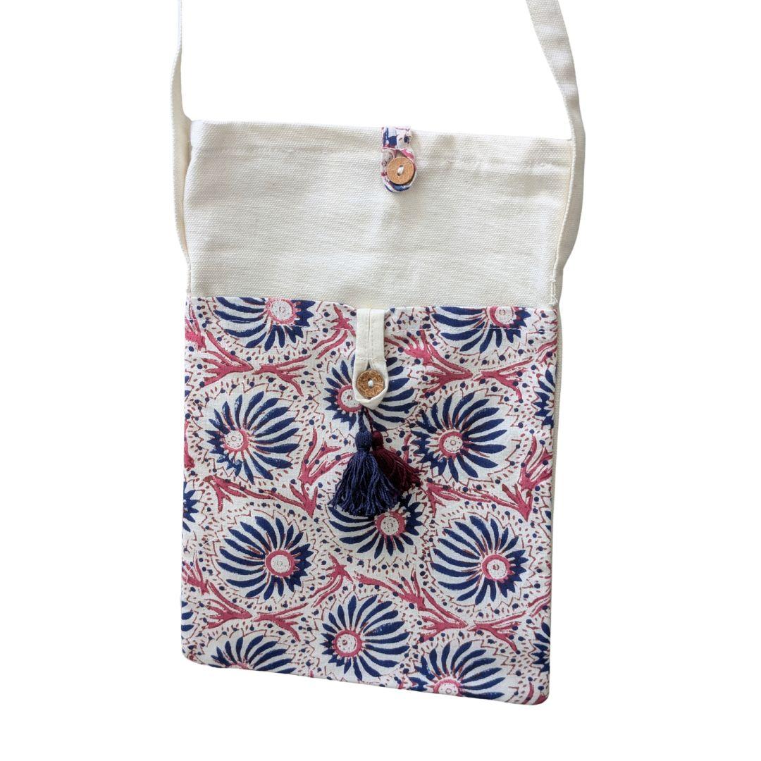 Handmade Fold-over Cotton Canvas Crossbody Sling Bag  