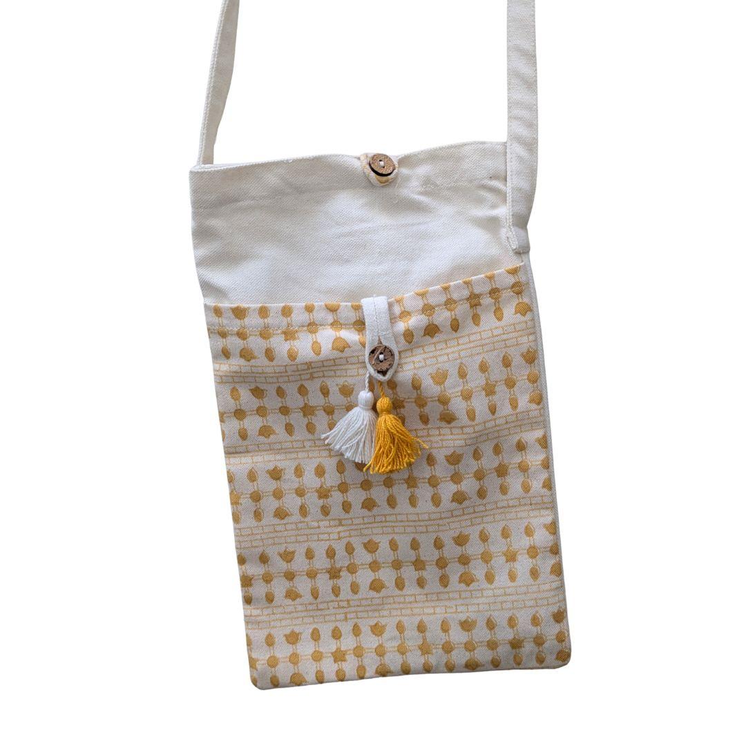 Handmade Fold-over Cotton Canvas Crossbody Sling Bag  