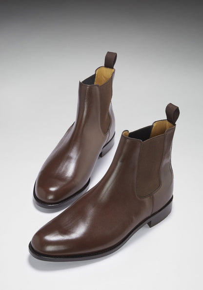 Brown Leather Chelsea Boots, Welted Leather Sole  