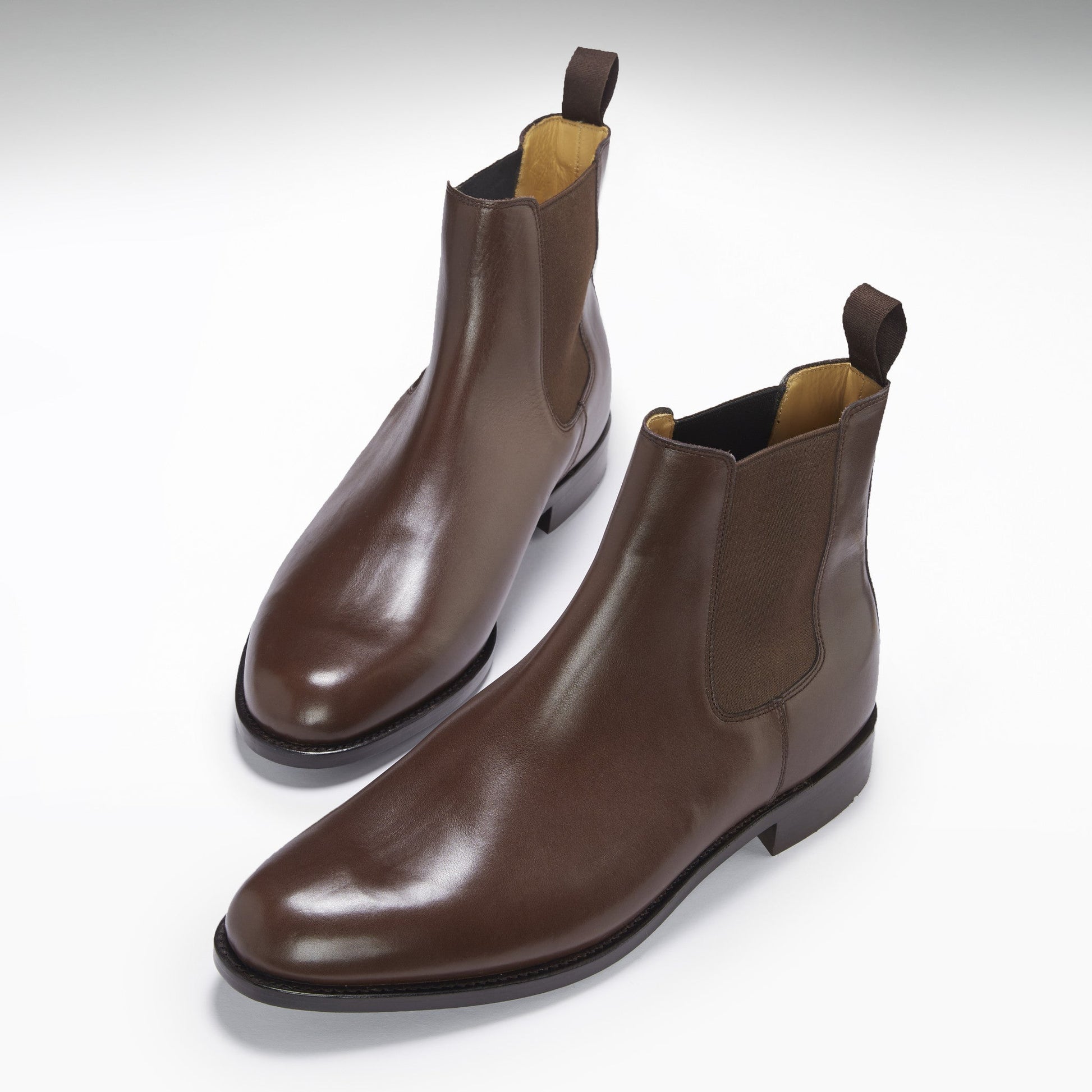 Brown Leather Chelsea Boots, Welted Leather Sole  
