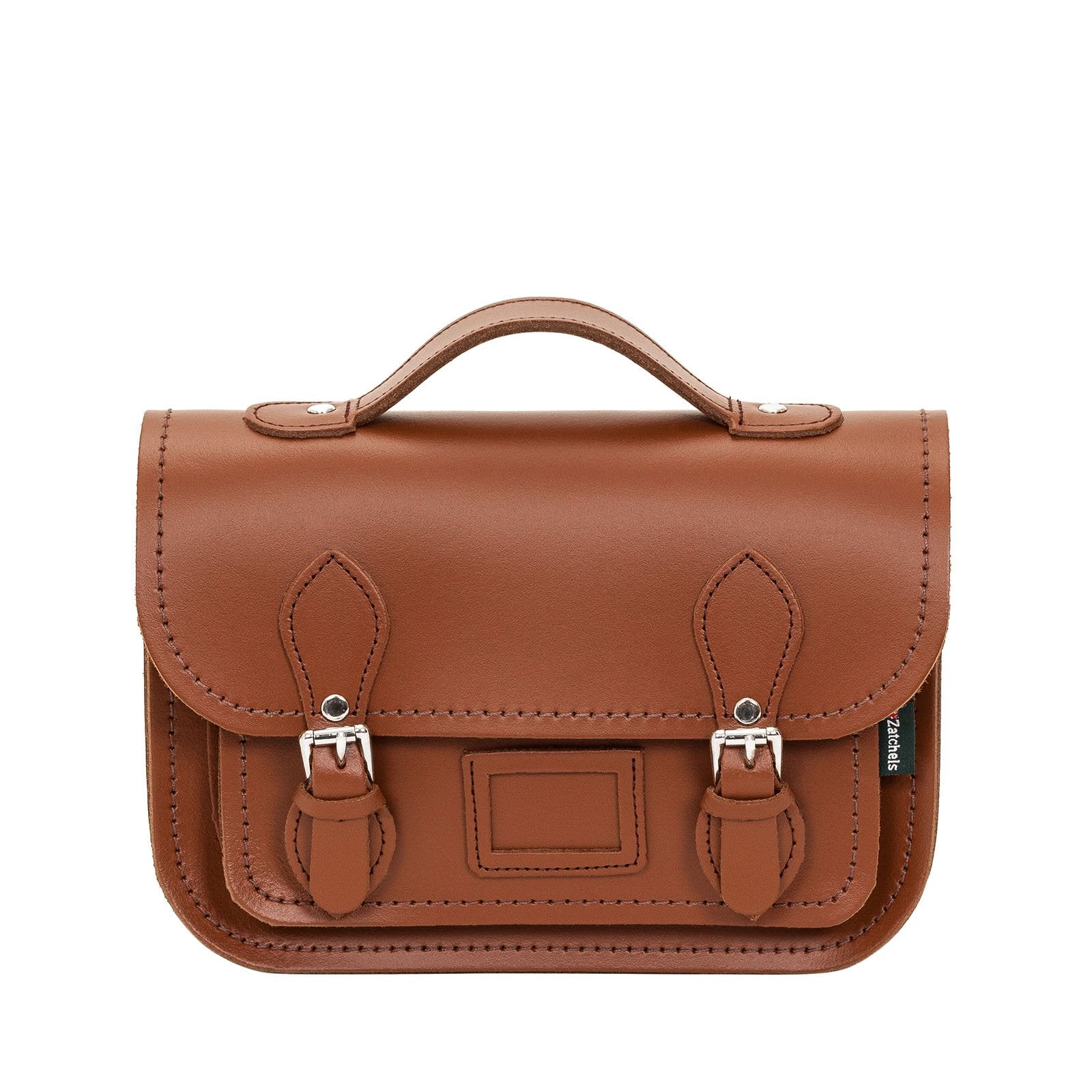 Leather Midi Satchel - Chestnut  