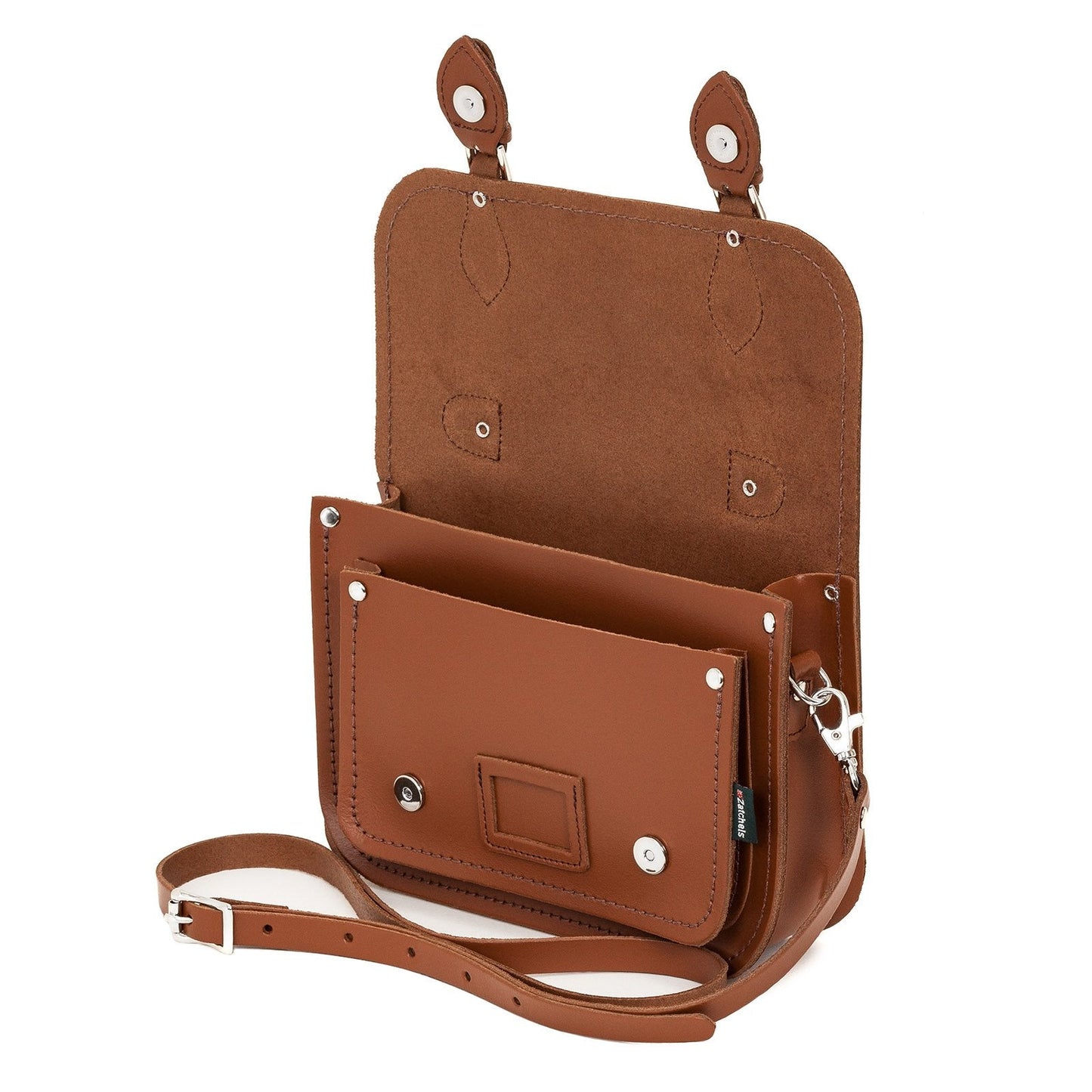 Leather Midi Satchel - Chestnut  
