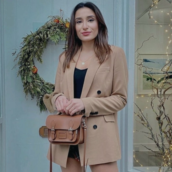 Leather Midi Satchel - Chestnut  