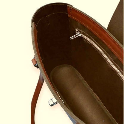 Leather Mini Twist Lock Shopper Bag - Chestnut