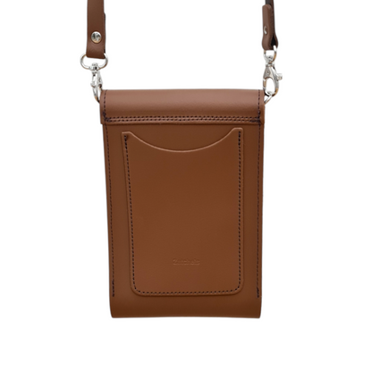 Leather Push Lock Crossbody Phone Case - Chestnut