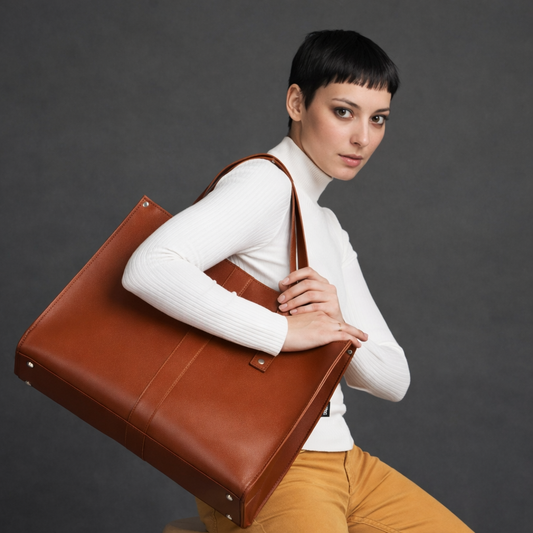 Handmade Leather Shopper Bag - Chestnut