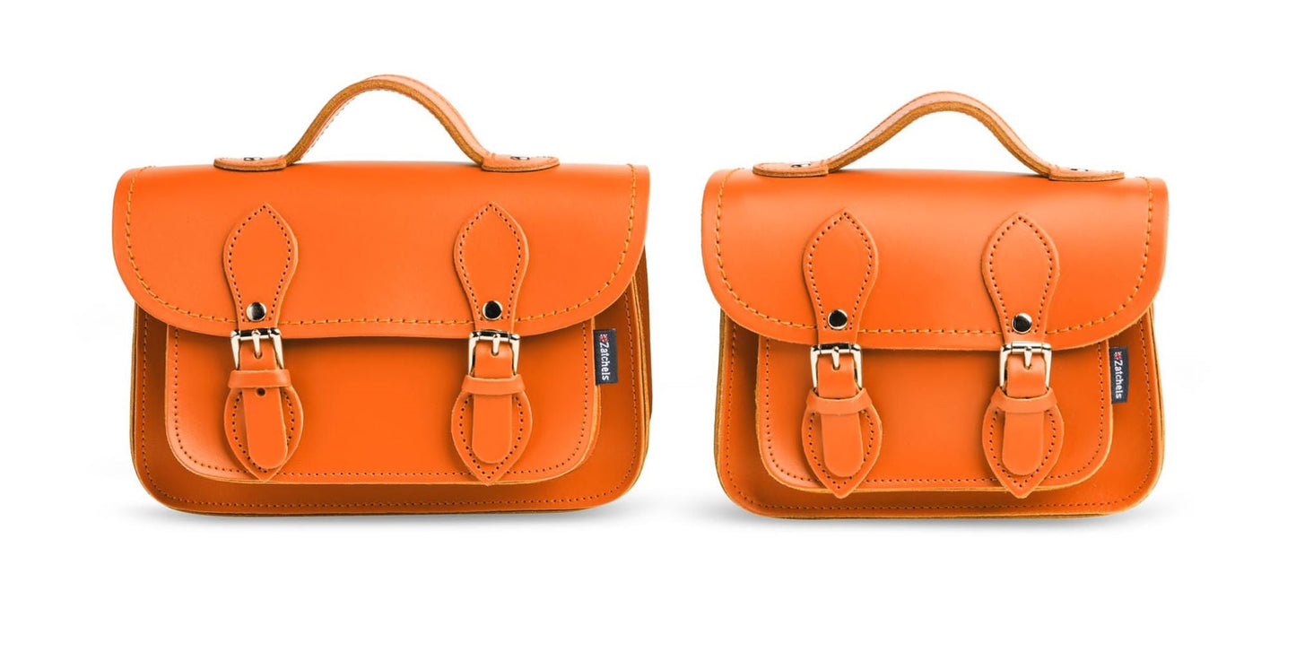 Handmade Leather Micro Satchel - Orange  