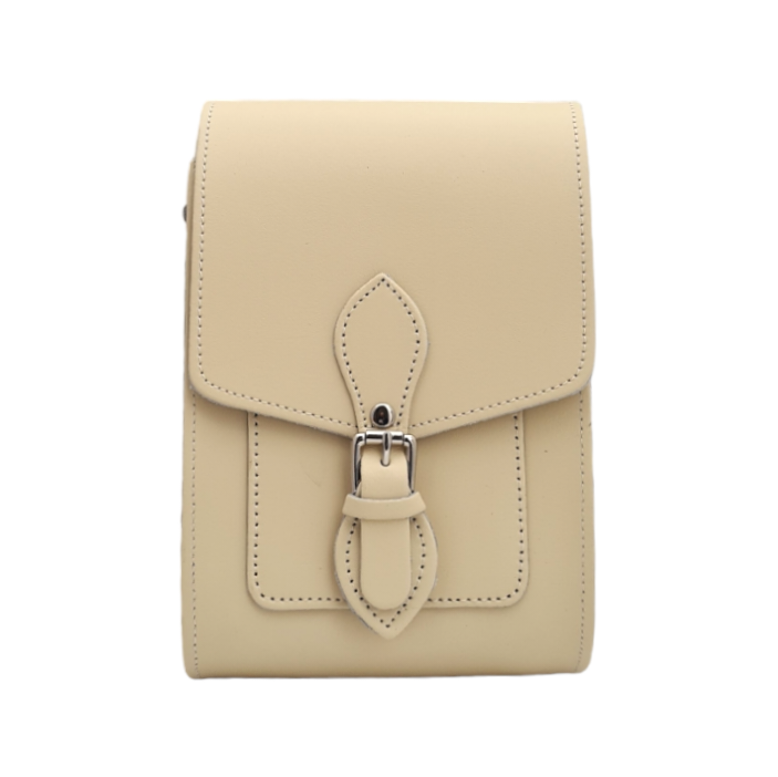 Handmade Leather Festival Phone Bag - Cream  
