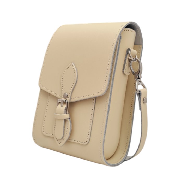 Handmade Leather Festival Phone Bag - Cream  