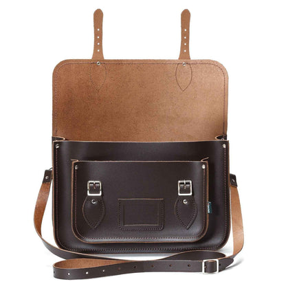 Handmade Leather Satchel - Dark Brown